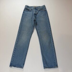 Levi's High Wedgie Straight Jeans Women Size 25/28 Button Fly Light Wash Cropped